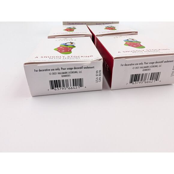 4 Hallmark Keepsake Petite Penguin Christmas Tree Ornament Snuggly Stocking - Picture 5 of 12